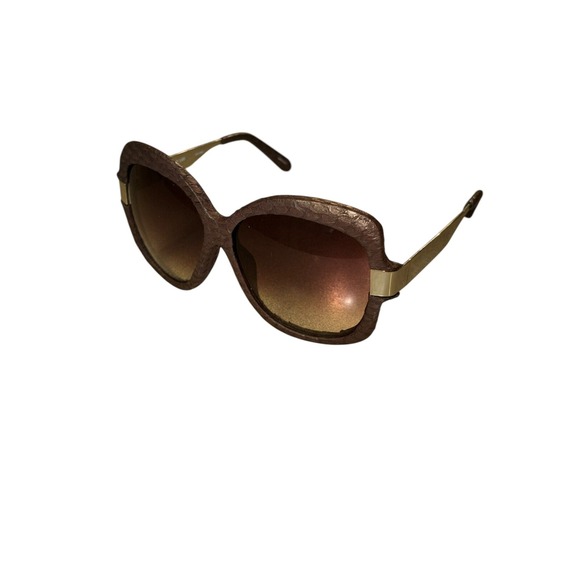 Linda Farlow Luxe CAT 2‎ Square Oversize Burgendy Snakeskin Sunglasses $740 main image 12